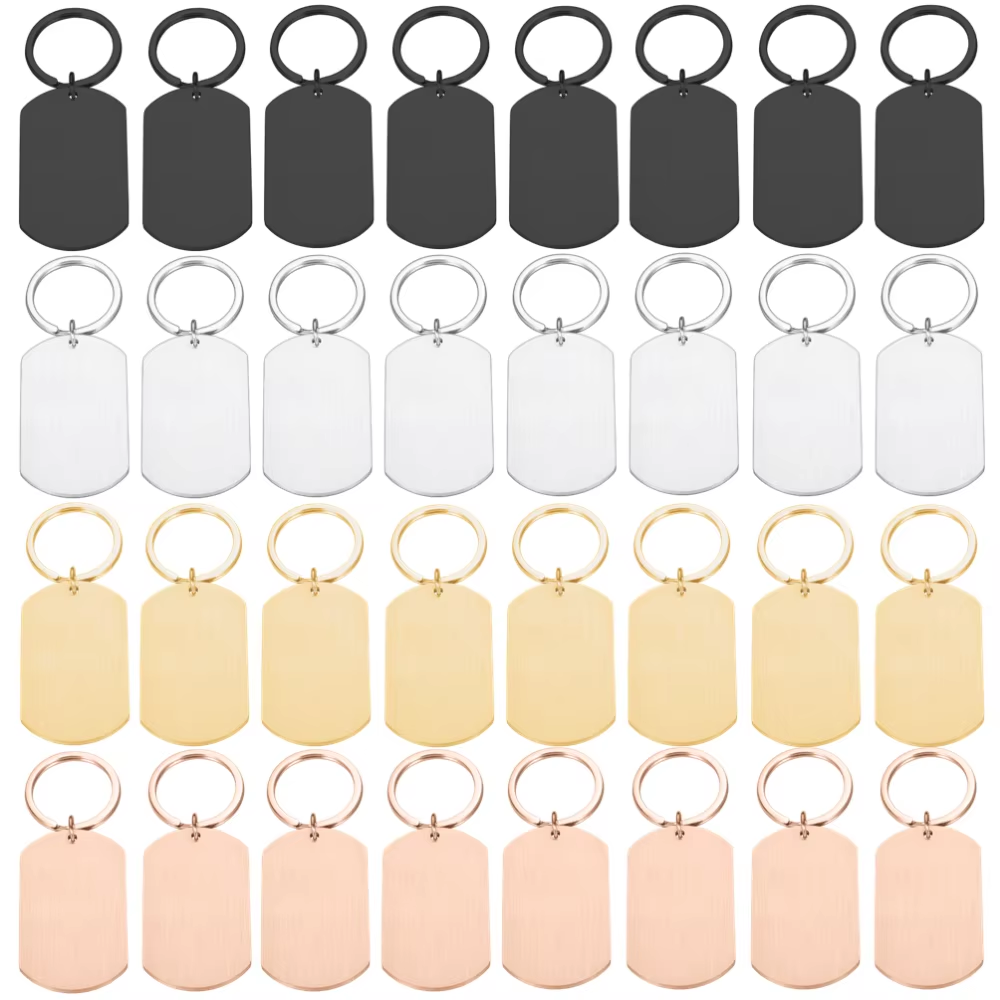 Men Accessories Silver - 10PCS Custom Metal Tag Keychain Laser