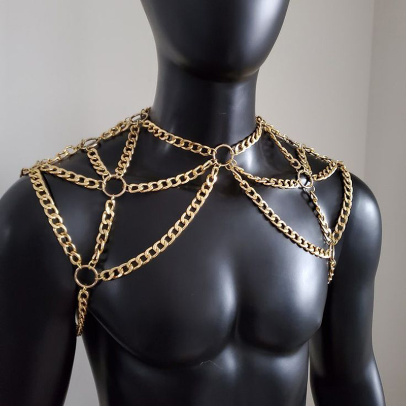 Punk Men Shoulder Body Chain B - đánh giá và giá Men Accessories Silver